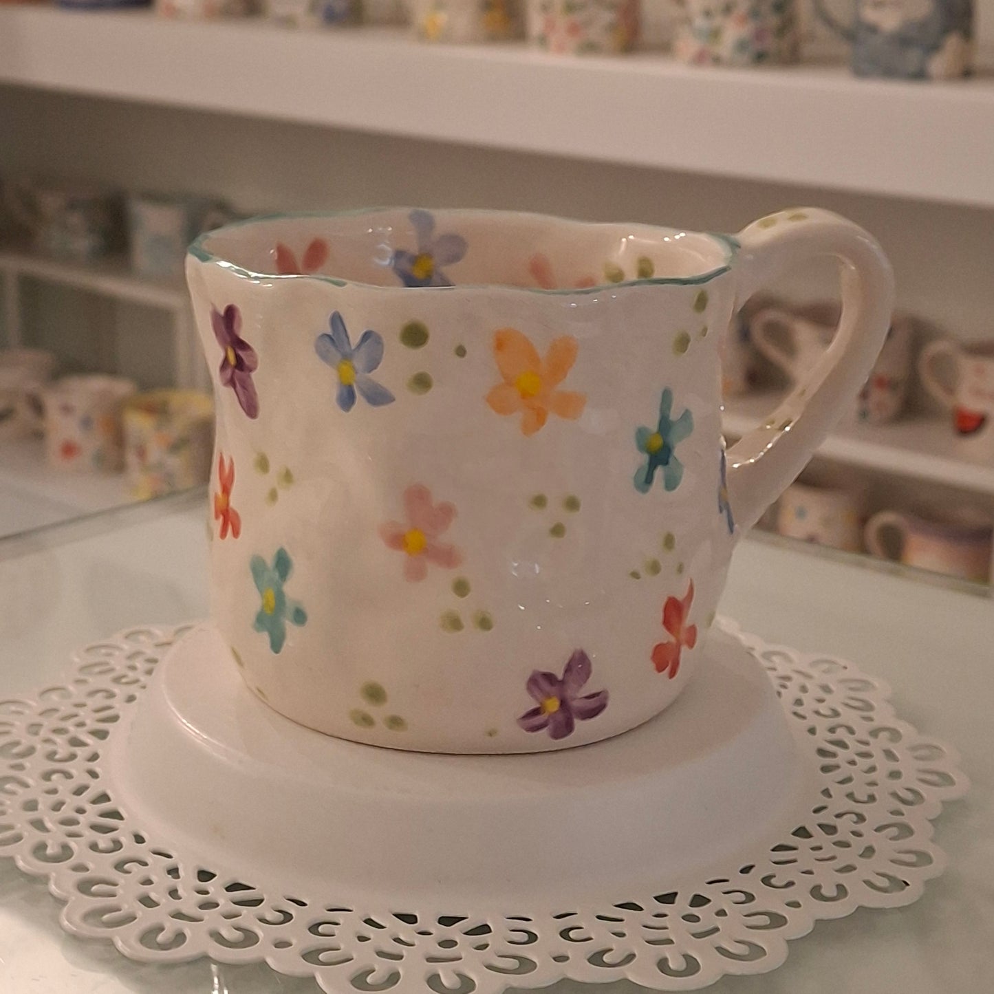 Handmade Pottery Mug . Customized Name . Colorfull