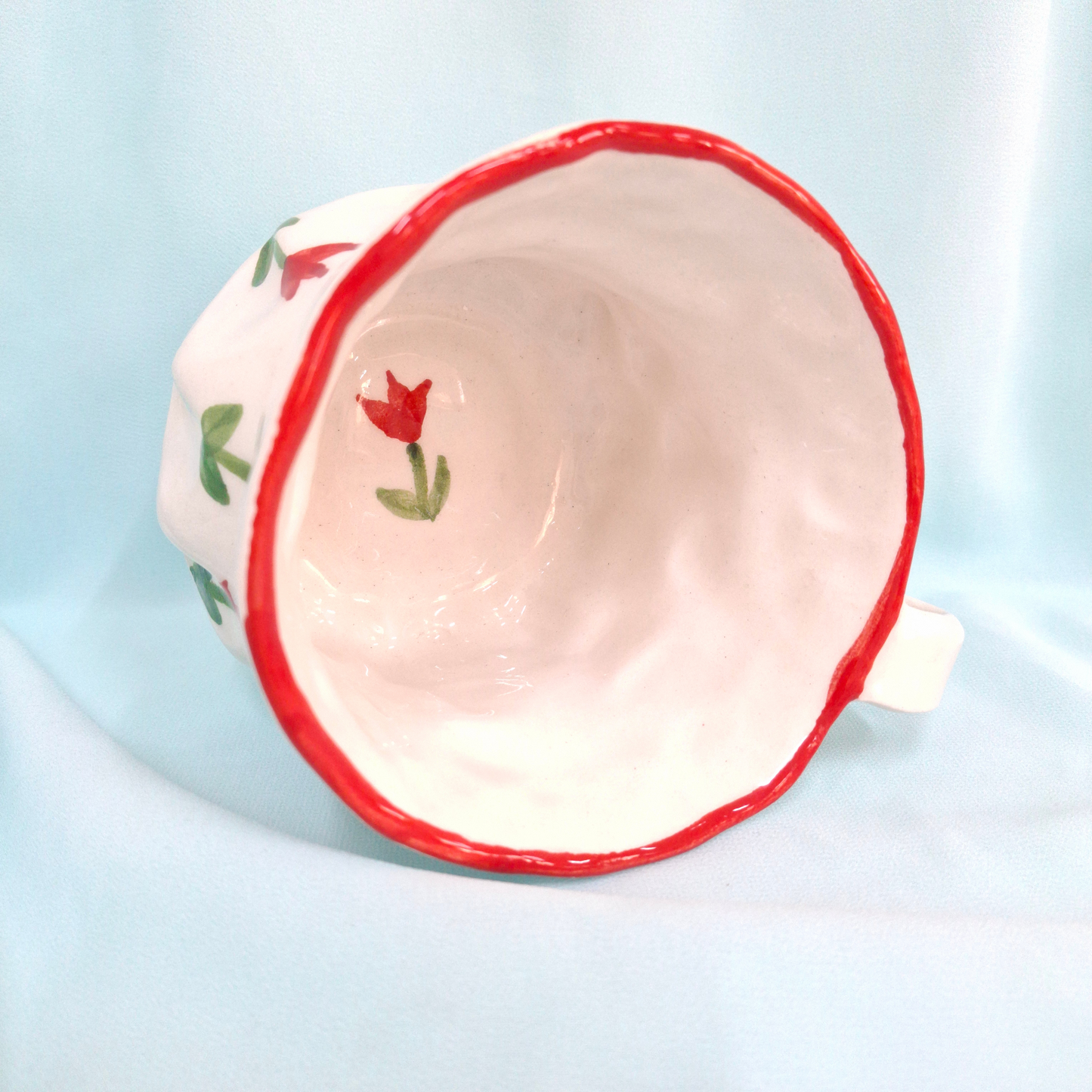 Handmade Pottery Mug . Customized Name . Red Tulip