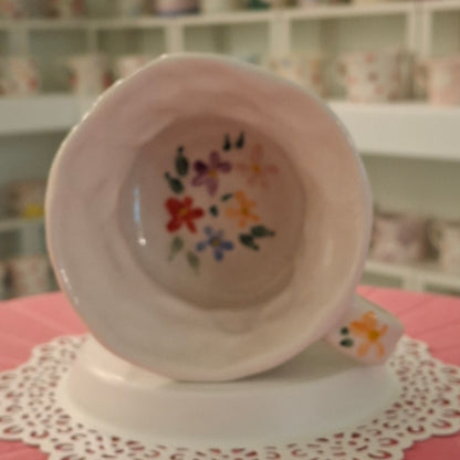 Handmade Pottery Mug . Customized Name . Simple Flowers