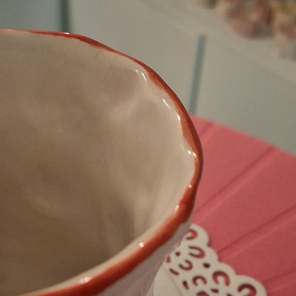 Handmade Pottery Mug . Customized Name . Coloured Mashroom