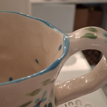 Handmade Pottery Mug . Customized Name . Blue Flowers 2
