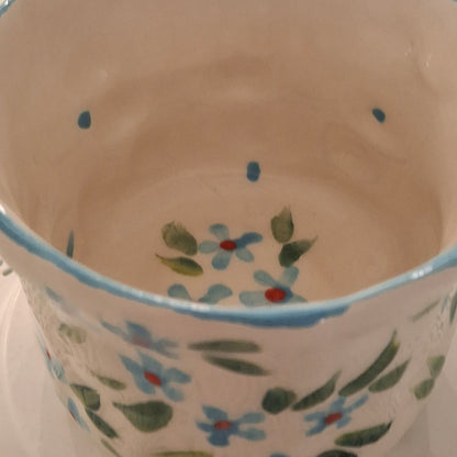 Handmade Pottery Mug . Customized Name . Blue Flowers 2