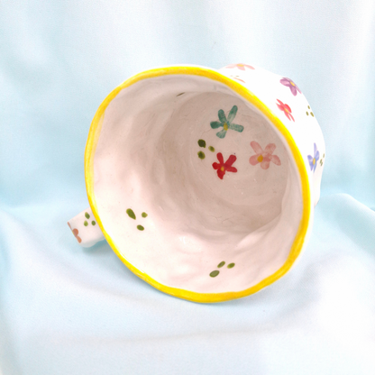 Handmade Pottery Mug . Customized Name . Colorful Flowers