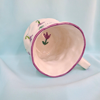 Handmade Pottery Mug . Customized Name . Purple Tulip